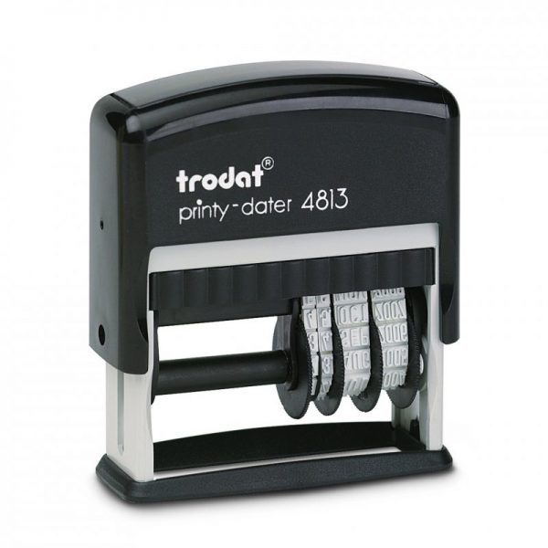 Trodat-TR-4813 : วันที่ใส่ข้อความได้ ขนาดพื้นที่ประทับ: 9 x 26 มม สี่เหลี่ยมผืนผ้า